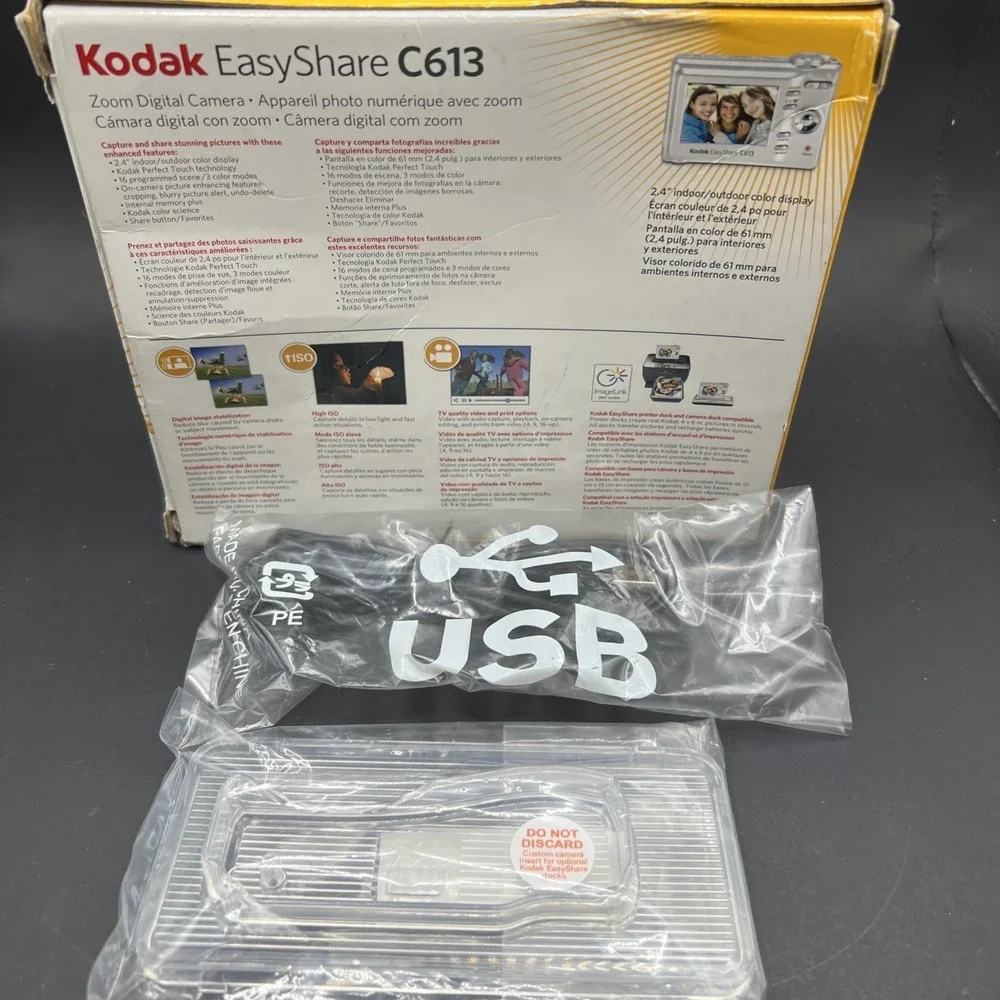 Kodak EasyShare C613 Box, Software, Dock Insert, Data Transfer Cable - NO CAMERA